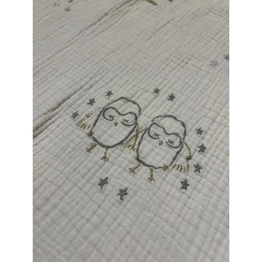 Pottery Barn Kids Metallic Zodiac Muslin Baby Blanket Cotton Astrology‎ Signs